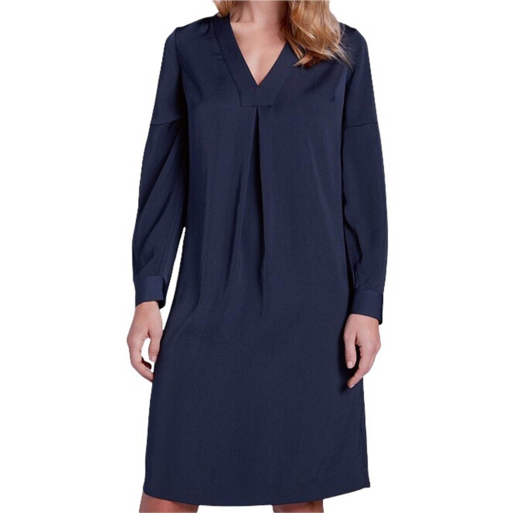 The White Company White Label Pleat Sleeve Navy Dress